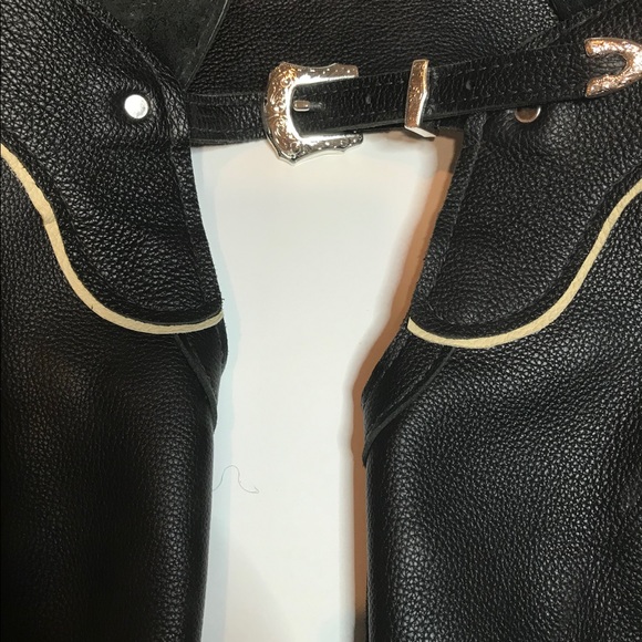 Custom Made Leather Fringed Chaps Small NWOT - Picture 3 of 10